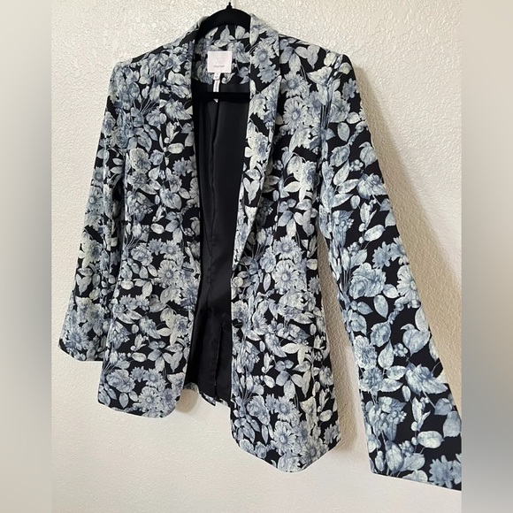 New Cinq a Sept Cheyenne Floral-Print Blazer In Slate Multi Size 8 - Picture 4 of 9